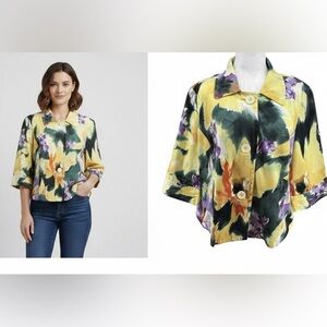 🌺 ERIN Vibrant Floral Jacket PXL Statement Piece Lightweight & Colourful cotton